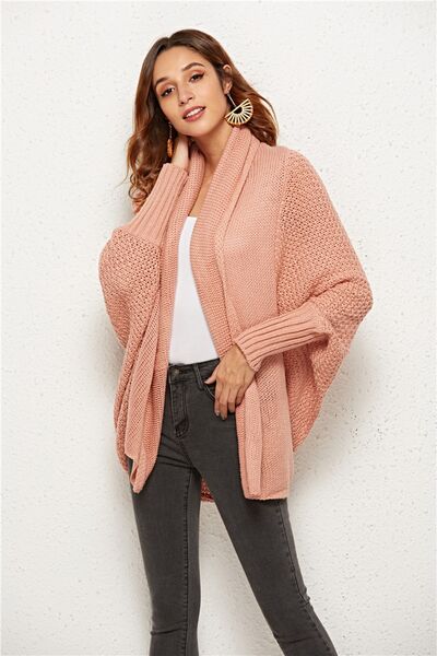 Open Front Batwing Sleeve Cardigan - Flyclothing LLC