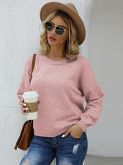 Round Neck Long Sleeve Sweater - Flyclothing LLC