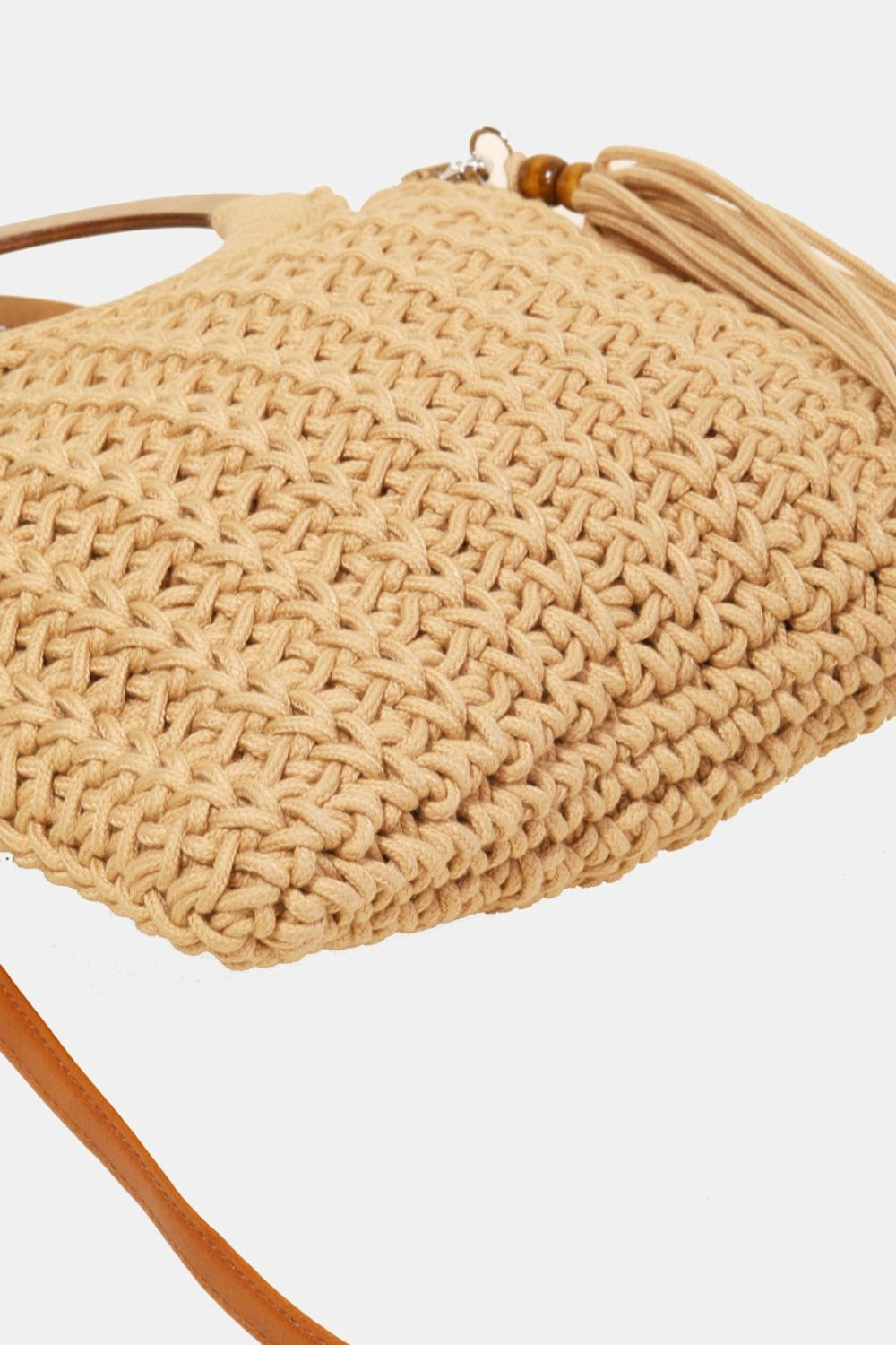 Fame Crochet Knit Convertible Tote Bag with Tassel - Flyclothing LLC