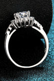 1 Carat Moissanite Rhodium-Plated Halo Ring - Flyclothing LLC