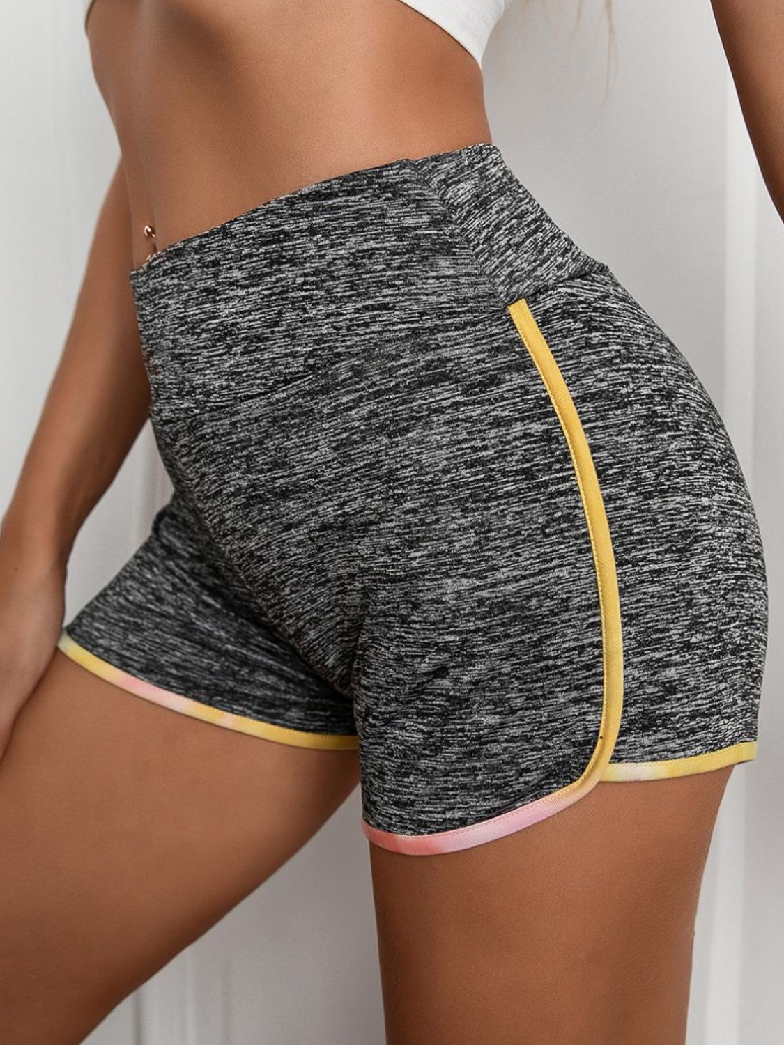 Heathered Wide Waistband Shorts - Flyclothing LLC