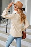 Round Neck Flounce Sleeve Blouse - Trendsi