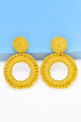 Round Shape Raffia Grass Dangle Earrings - Flyclothing LLC