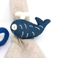 Nautical Shark, Whale & Seahorse Felt Napkin Rings, Set of 4 - Flyclothing LLC