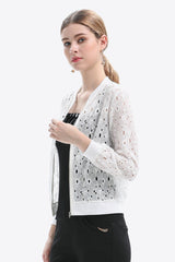 Openwork Zip Up Jacket - Flyclothing LLC