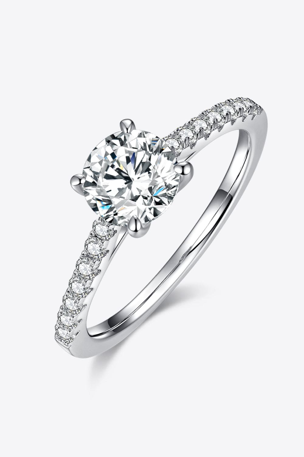 1 Carat Moissanite 925 Sterling Silver Side Stone Ring - Trendsi