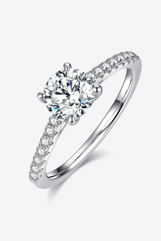 1 Carat Moissanite 925 Sterling Silver Side Stone Ring - Flyclothing LLC