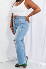 Vibrant MIU Full Size Jess Button Flare Jeans - Flyclothing LLC