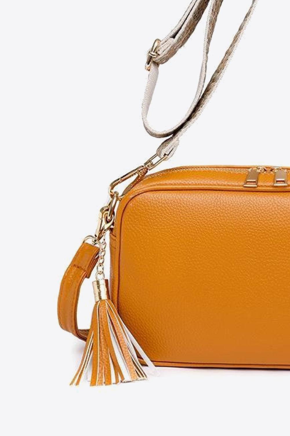 PU Leather Tassel Crossbody Bag - Trendsi