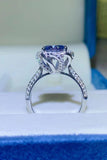 2 Carat Cobalt Blue Moissanite 925 Sterling Silver Ring - Flyclothing LLC