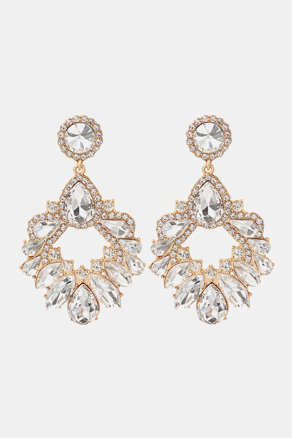 Zinc Alloy Frame Glass Stone Dangle Earrings - Flyclothing LLC