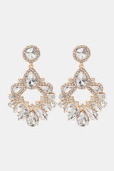 Zinc Alloy Frame Glass Stone Dangle Earrings - Flyclothing LLC