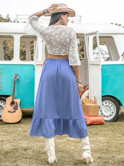 High Waist Ruffle Trim Skirt - Flyclothing LLC