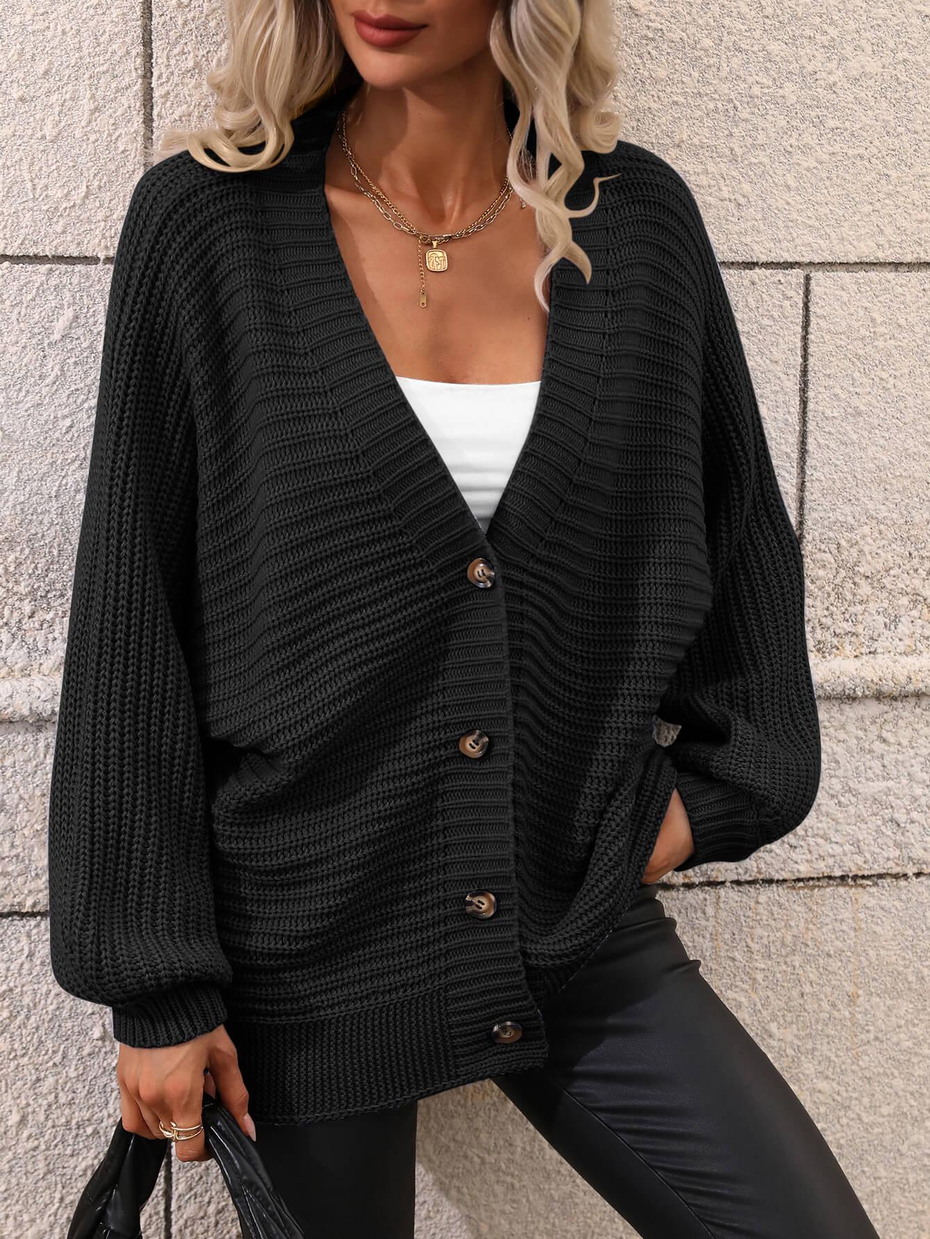 Button Down Horizontal-Ribbing Longline Cardigan - Flyclothing LLC