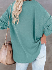 Buttoned Drop Shoulder Top - Trendsi