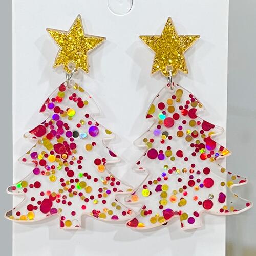 Christmas Tree Acrylic Dangle Earrings - Flyclothing LLC