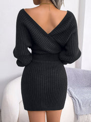 Rib-Knit Dolman Sleeve Sweater Dress - Flyclothing LLC