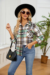 Collared Plaid Shacket - Flyclothing LLC