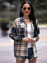 Plaid Dropped Shoulder Shacket