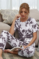 Tie-Dye Tee and Drawstring Waist Joggers Lounge Set - Flyclothing LLC