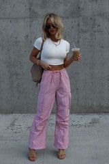 Drawstring Straight Pants with Pockets - Trendsi