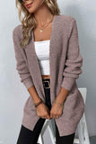 Rib-Knit Open Front Pocketed Cardigan - Flyclothing LLC