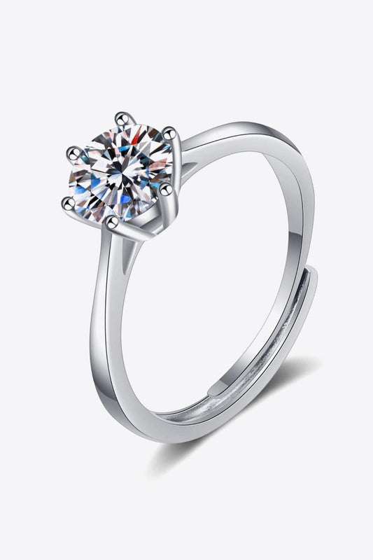 Moissanite 6-Prong Adjustable Ring - Flyclothing LLC