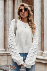 Weekend Style Rib-Knit Dropped Shoulder Sweater - Flyclothing LLC