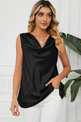 Ruched Cowl Neck Tank - Flyclothing LLC