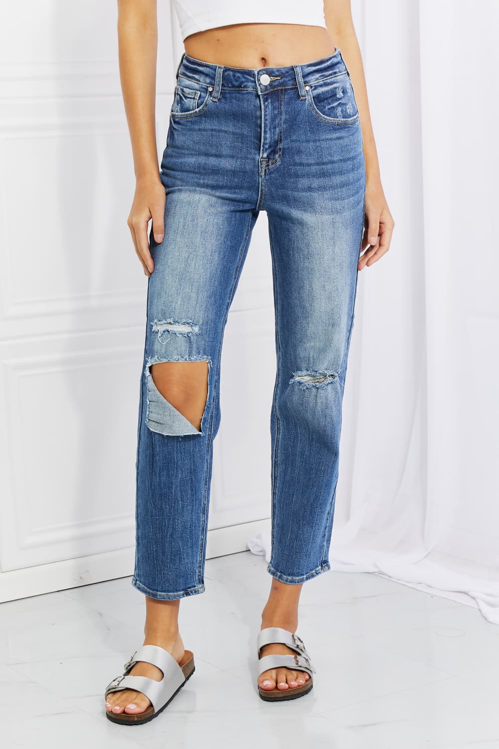 RISEN Full Size Emily High Rise Relaxed Jeans - Flyclothing LLC