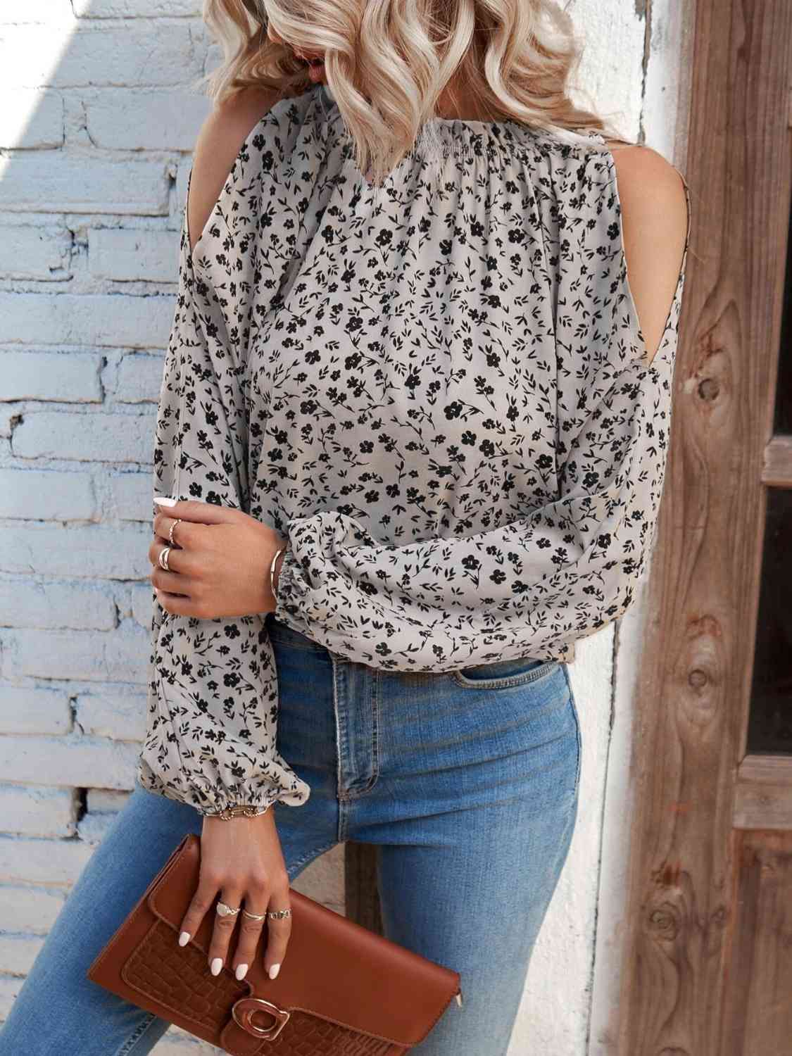 Floral Cold-Shoulder Blouse