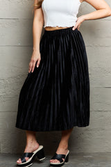 Ninexis Accordion Pleated Flowy Midi Skirt - Flyclothing LLC