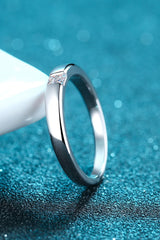 Inlaid Moissanite Rhodium-Plated Ring - Flyclothing LLC