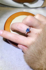 1 Carat Moissanite Heart-Shaped Platinum-Plated Ring in Blue - Flyclothing LLC