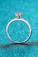 925 Sterling Silver Inlaid 1 Carat Moissanite Ring - Trendsi