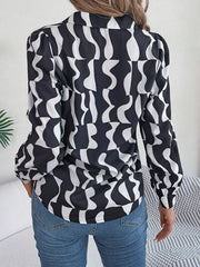 Printed Button Up Long Sleeve Shirt - Flyclothing LLC