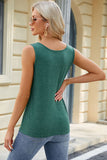 Decorative Button Round Neck Tank - Flyclothing LLC