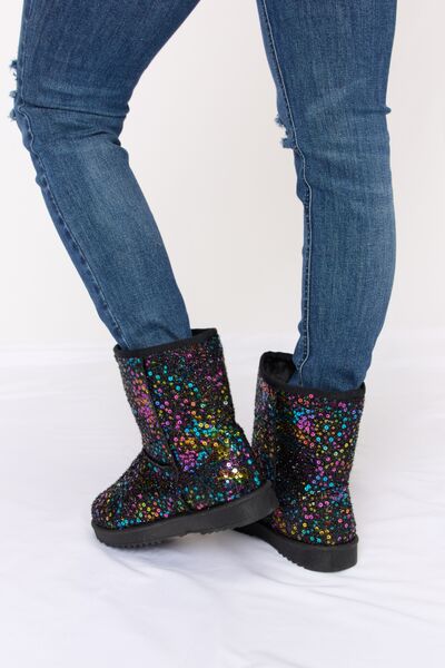 Forever Link Sequin Thermal Flat Boots - Flyclothing LLC