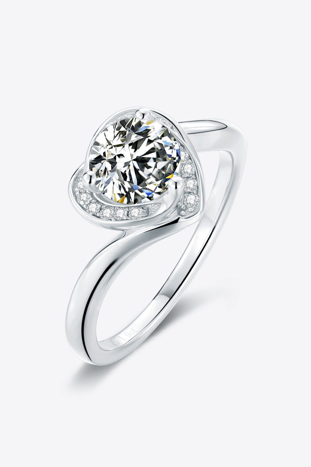 1 Carat Moissanite 925 Sterling Silver Heart Ring - Flyclothing LLC