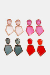 Geometrical Shape Zinc Alloy Frame Resin Dangle Earrings - Flyclothing LLC