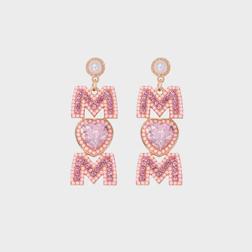 MOM Pearl Rhinestone Alloy Earrings - Flyclothing LLC