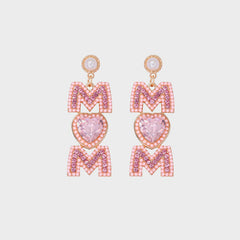 MOM Pearl Rhinestone Alloy Earrings - Flyclothing LLC