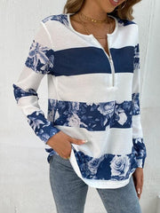 Printed Half Zip Long Sleeve T-Shirt - Flyclothing LLC