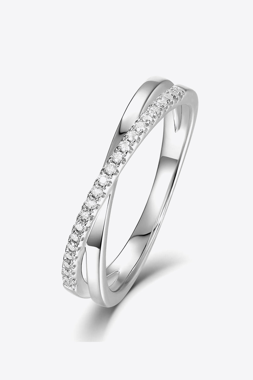 Moissanite Crisscross 925 Sterling Silver Ring - Flyclothing LLC