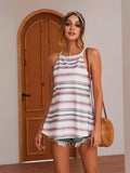 Striped Tied Curved Hem Cami - Flyclothing LLC