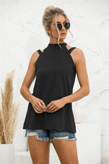 Cutout Mock Neck Tank - Flyclothing LLC