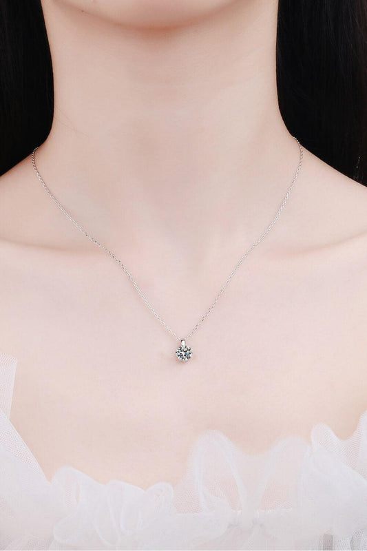 Minimalist 925 Sterling Silver Moissanite Pendant Necklace - Flyclothing LLC