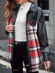 Plaid Button Up Dropped Shoulder Jacket - Flyclothing LLC