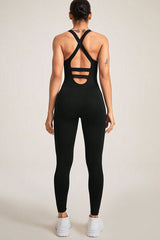 Crisscross Wide Strap Jumpsuit - Flyclothing LLC