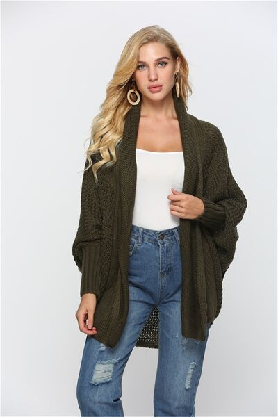 Open Front Batwing Sleeve Cardigan - Flyclothing LLC